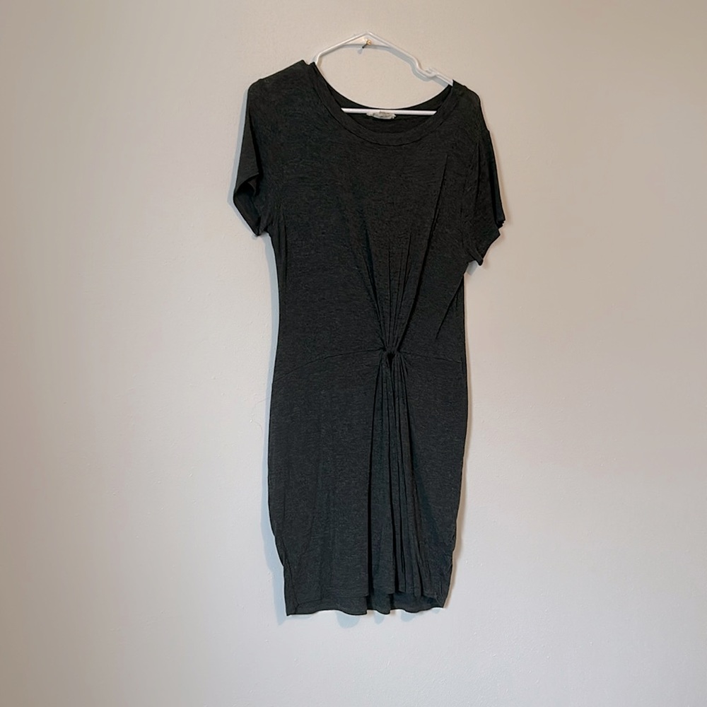 Gray Tshirt Dress with Knot Detail